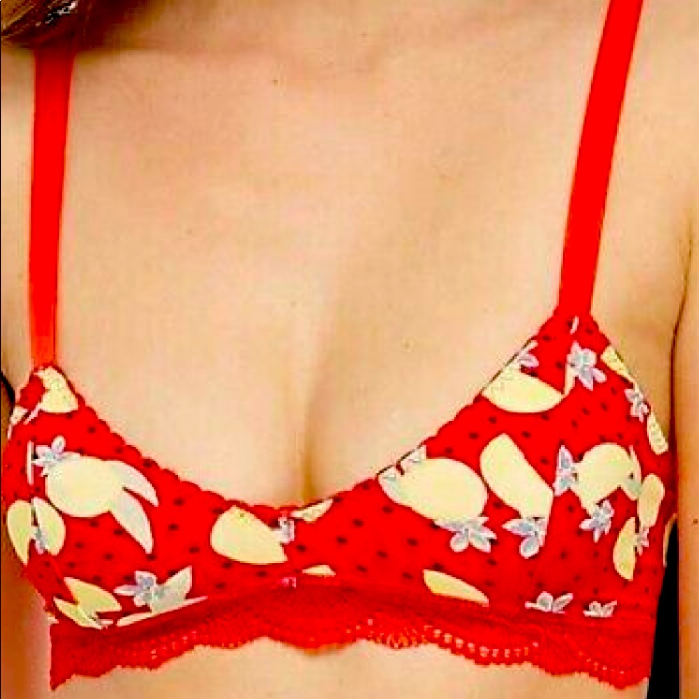 Free People MARI Cherry Combo Print Bralette Small